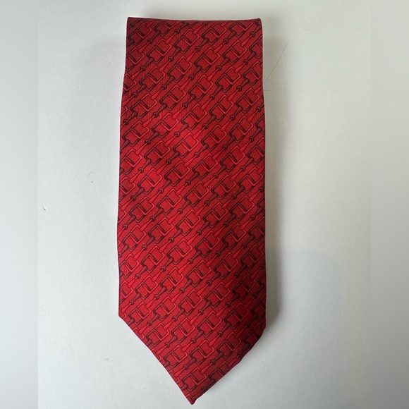 Gucci Red 100%Silk Men’s Tie, Vintage excellent condition, classic Gucci Pattern - Picture 2 of 7